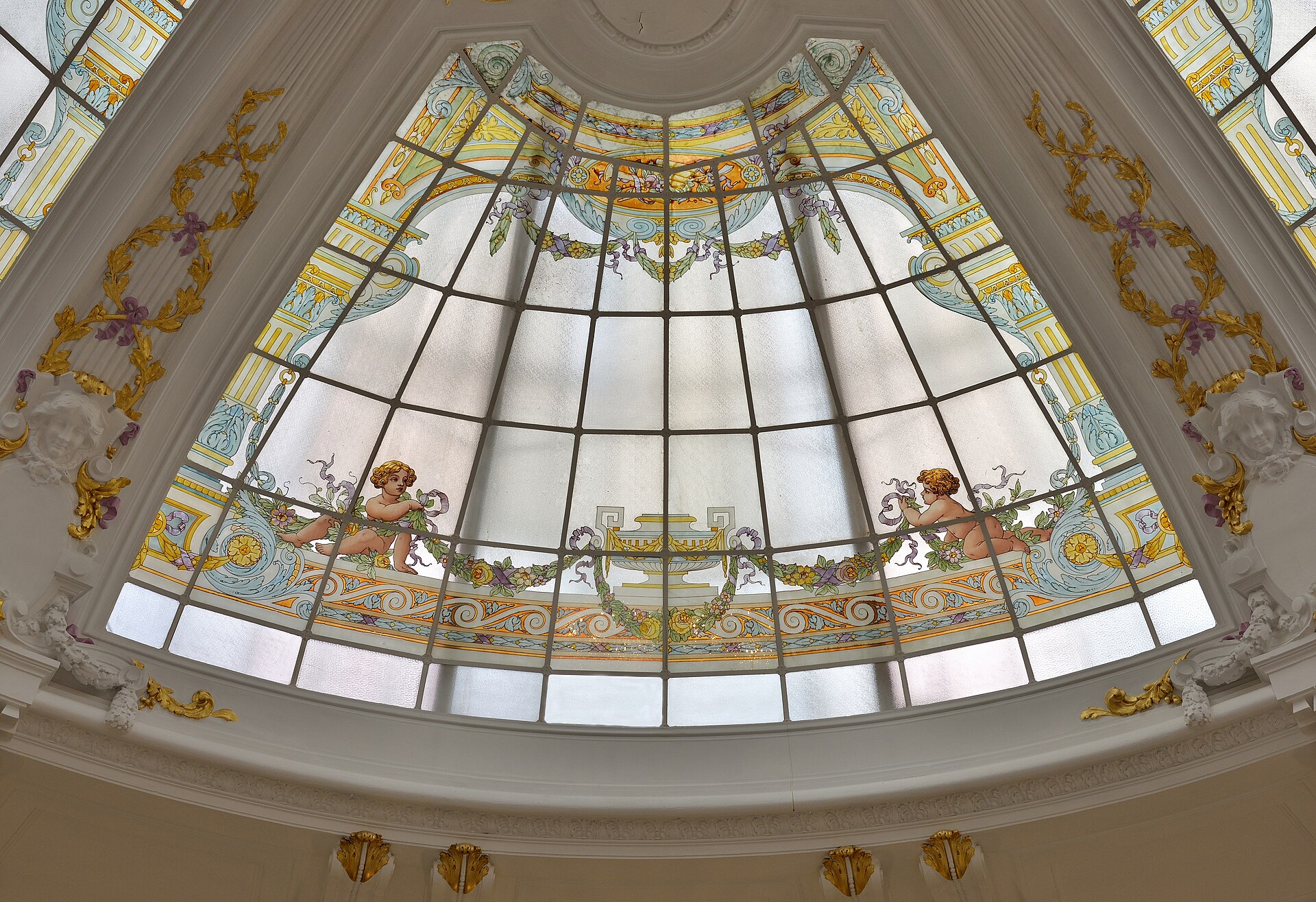 Stained glass over the hall   the Negresco